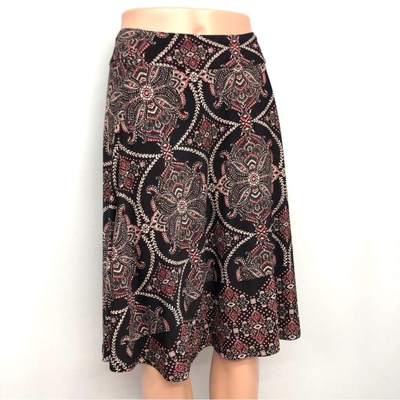 Reneec Flare A LIne Brown Orange Cream Paisley Skirt Fully Lined Banded Waist - Picture 5 of 16